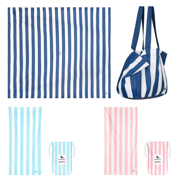 Dock & Bay 2 x Beach Towel + Bag + Picnic Blanket - Set A