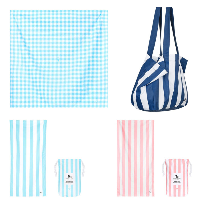 Dock & Bay 2 x Beach Towel + Bag + Picnic Blanket - Blueberry Pie