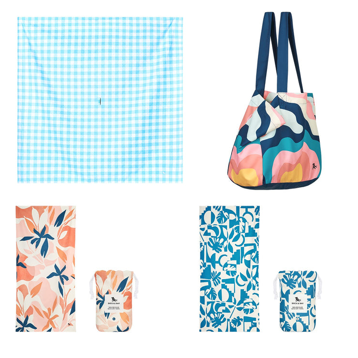 Dock & Bay 2 x Beach Towel + Bag + Picnic Blanket - Blueberry Pie