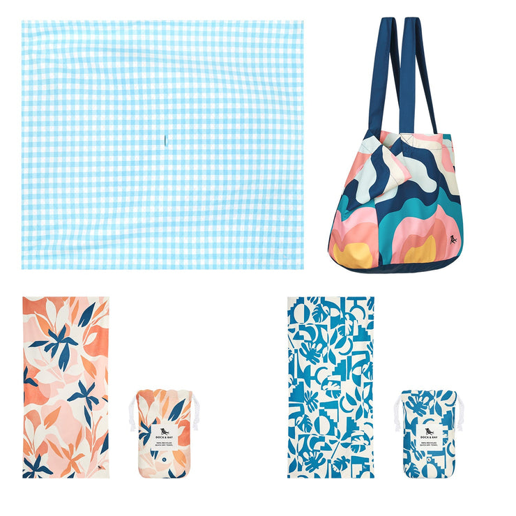 Dock & Bay 2 x Beach Towel + Bag + Picnic Blanket - Blueberry Pie