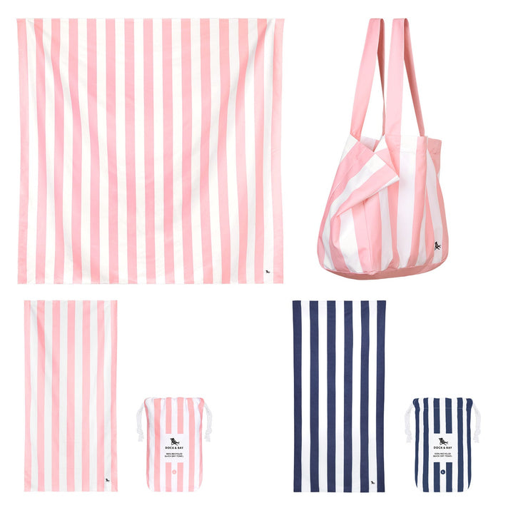 Dock & Bay 2 x Beach Towel + Bag + Jumbo Towel - Set A