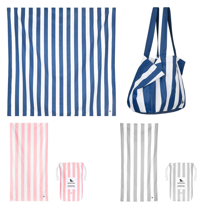 Dock & Bay 2 x Beach Towel + Bag + Jumbo Towel - Set A