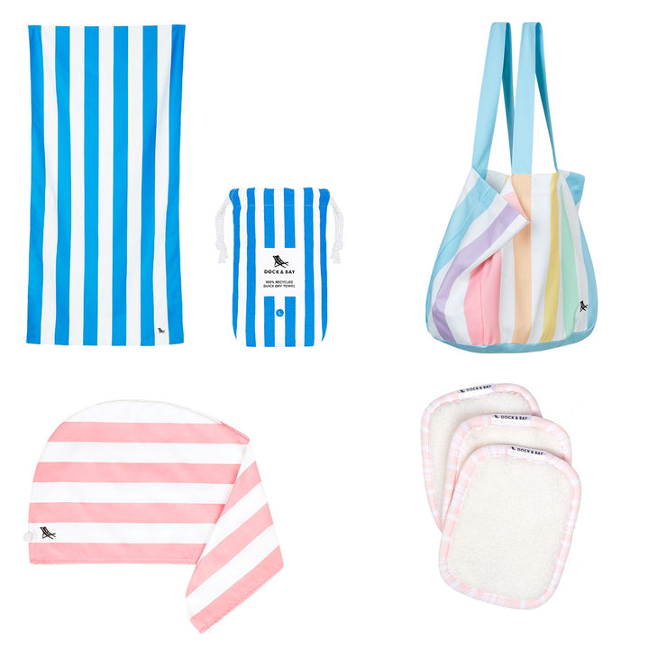 Dock & Bay Beach Towel + Bag + Hair Wrap + Makeup Remover - Set A