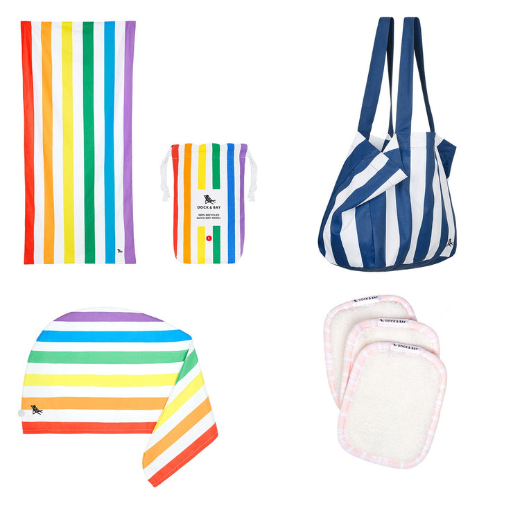 Dock & Bay Beach Towel + Bag + Hair Wrap + Makeup Remover - Set A