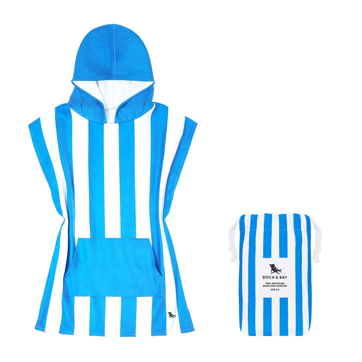 Kids Poncho - Quick Dry Hooded Towel - Bondi Blue